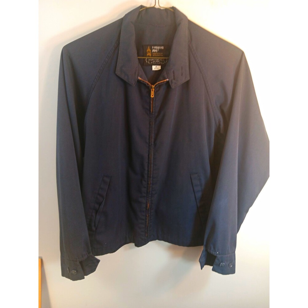 Vintage London Fog Mens Jacket 38 Reg Blue Harrington Golf Jacket Calibre Cloth